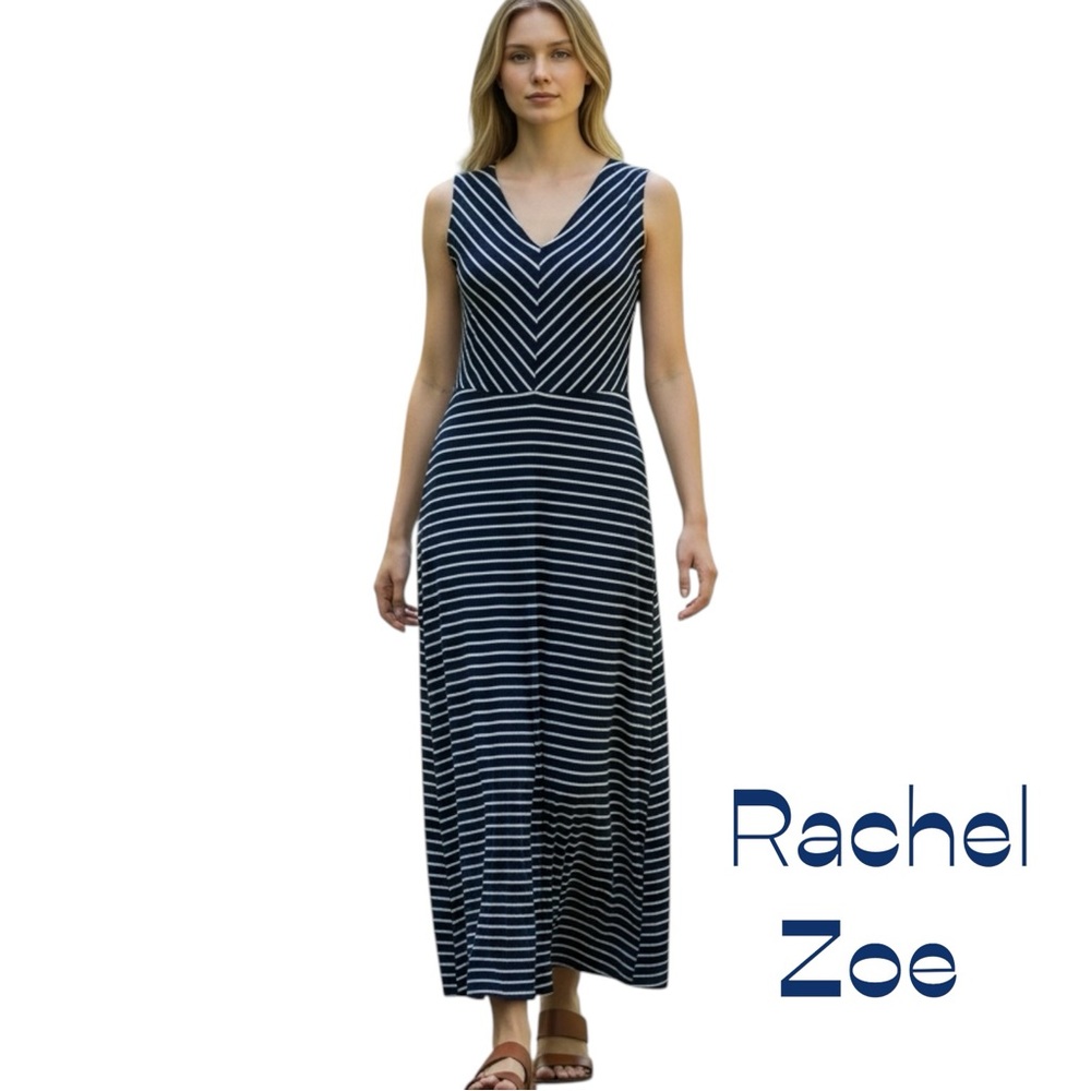 Rachel Zoe Black White Striped Sleeveless Maxi Dress NWT Size S